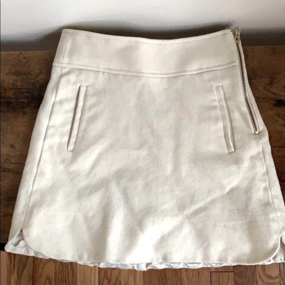 White wool mini skirt